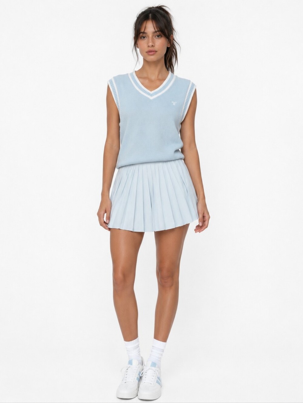 TNA Aritzia Light Blue Pleated Mini Tennis Skirt Skort Size Medium